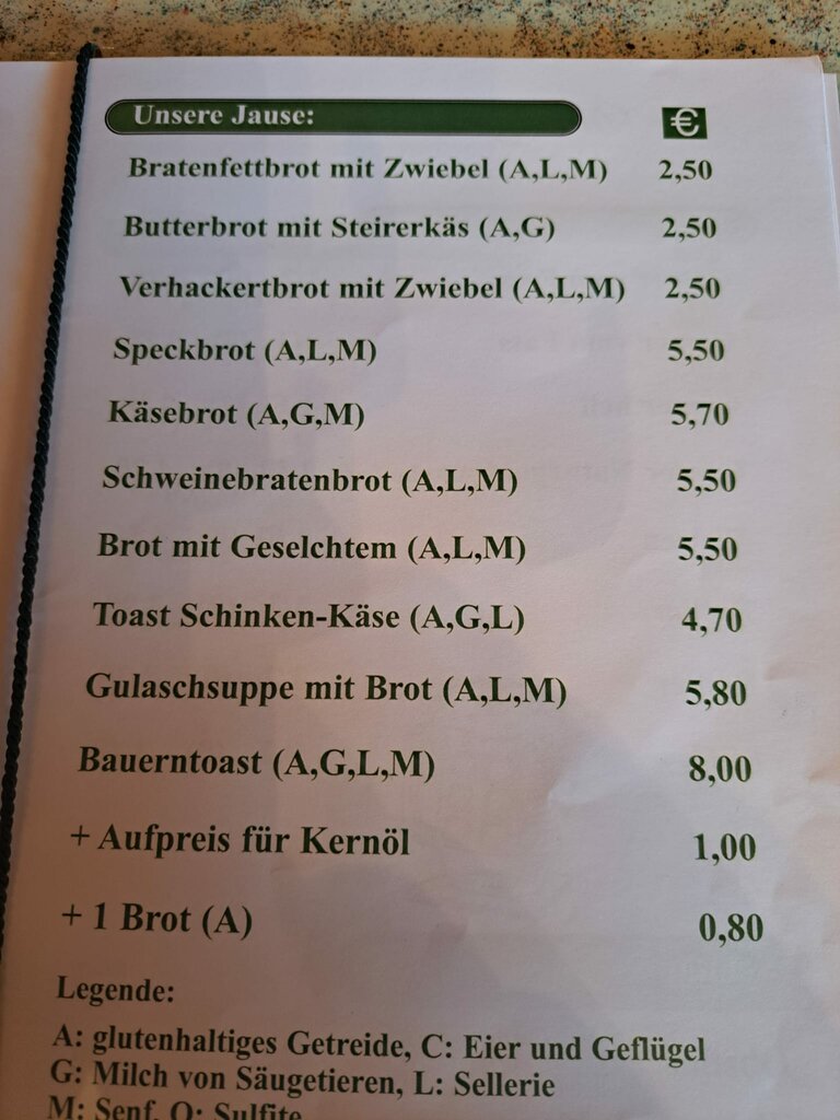 Speisekarte | © Schlosstaverne