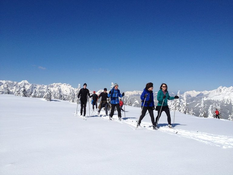 Eine Gruppe auf Skitour. | © Langlaufschule fit & fun