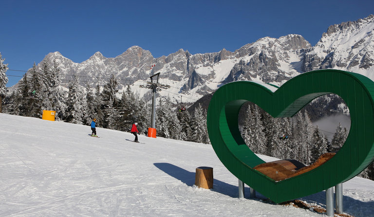 Das grüne Herz auf der  Skipiste | © Hans-Peter Steiner