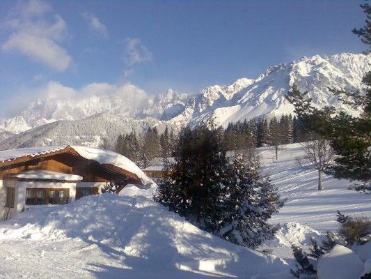 Blick vom Bauernhaus zur FEWO